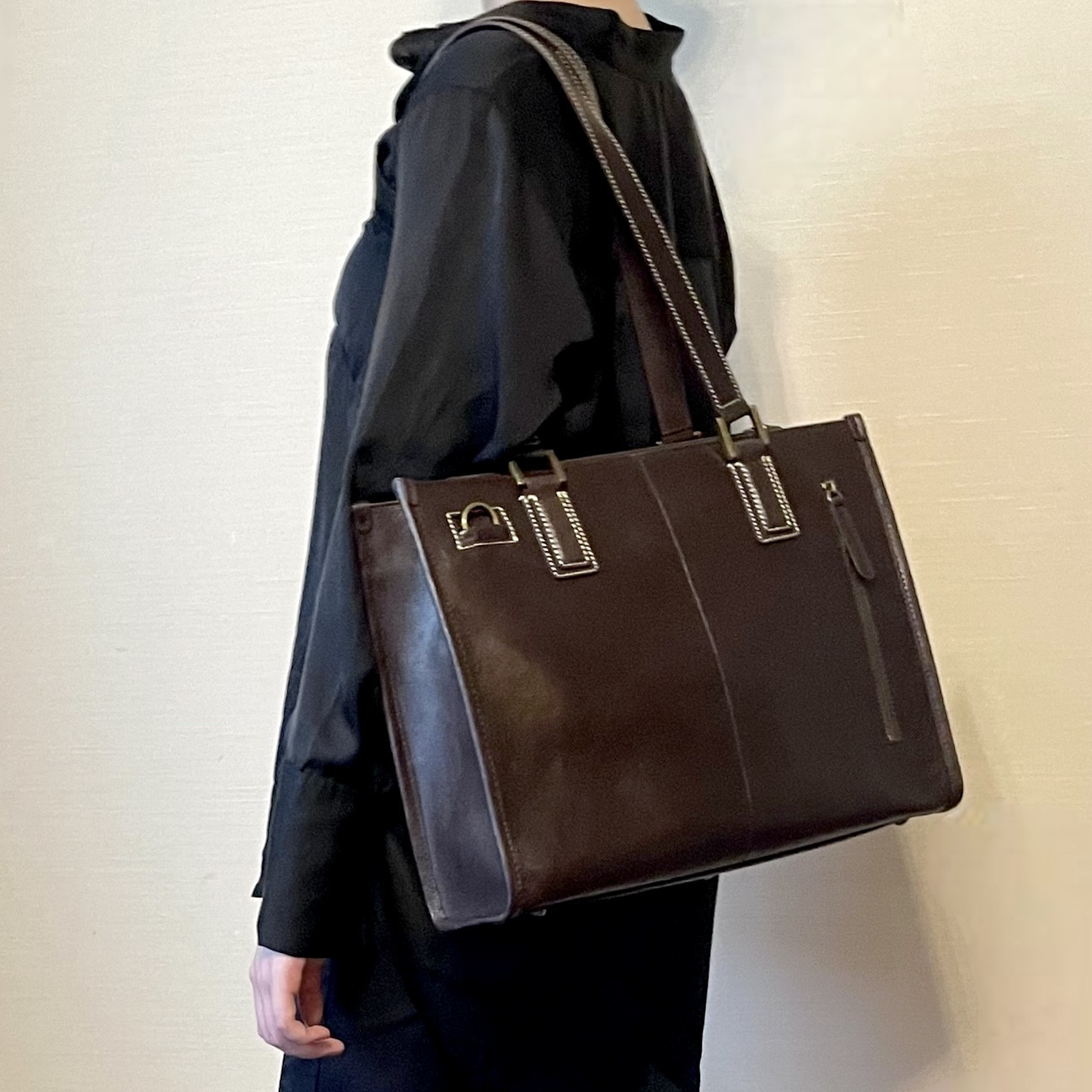 依頼人専用　プリスティン　ダークブラウン編み込みトートバッグ Woman ブラウン トッズ Di バッグ フォリオ レザー バッグ