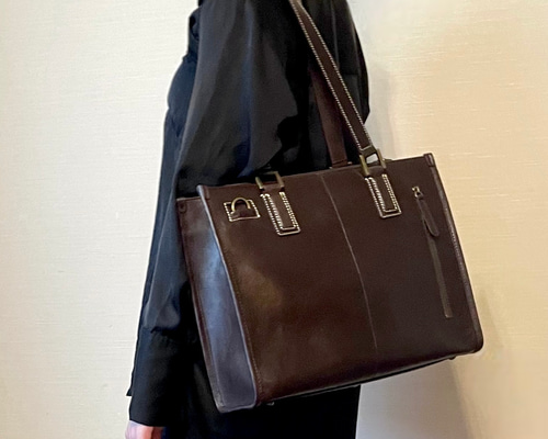 持ち手が長い】本革2wayクラシック・トートバッグ 持ち手が長い