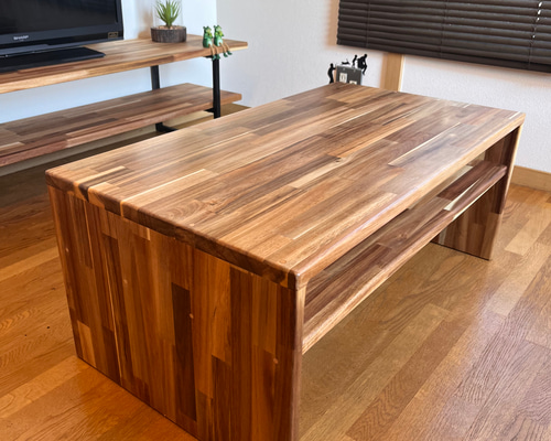 (6/15迄の出品）アカシア天然木製 ローテーブル【たのメル便配送予定】 6/15迄の出品）アカシア天然木製 ローテーブル【たのメル便配送