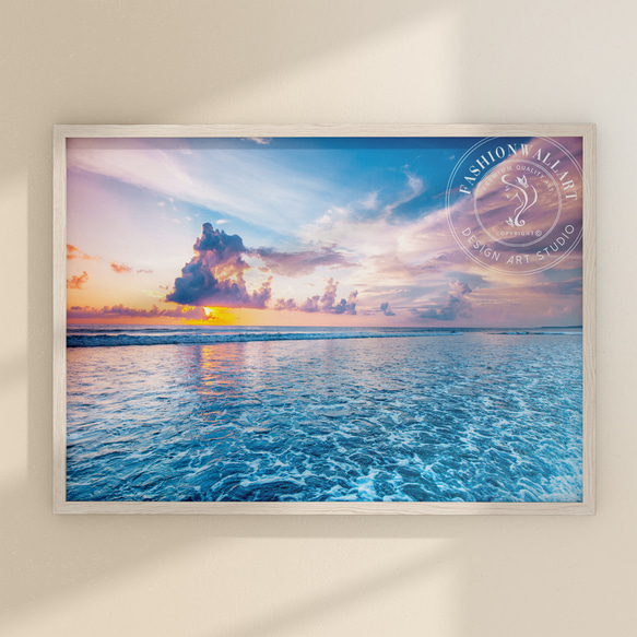 Ocean 夕焼けの海の風景 光輝く海面 インテリアポスター 海外アート / 5273 1枚目の画像