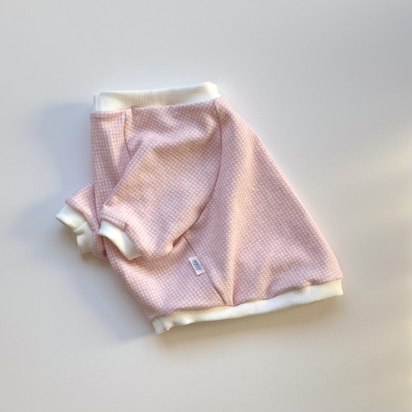 ふんわりギンガムニット　ピンク　犬服　フレブルサイズ 1枚目の画像