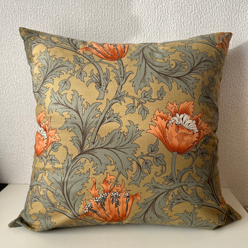 クッションカバー 45×45 anemone アネモネ ウィリアムモリス オレンジ