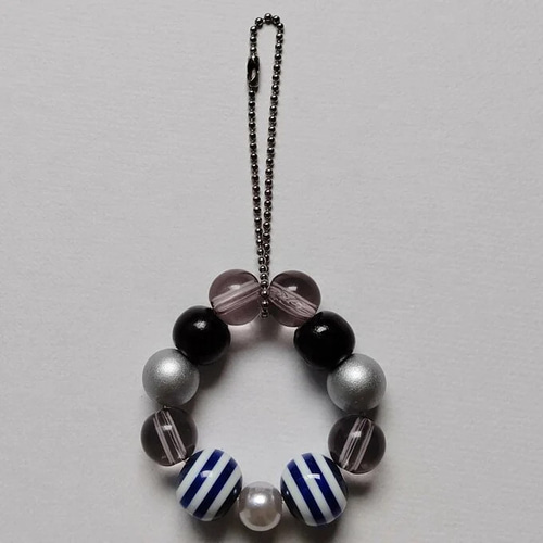 07］黒系ビーズストラップ beads strap キーホルダー 石 通販
