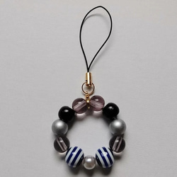 07］黒系ビーズストラップ beads strap キーホルダー 石 通販