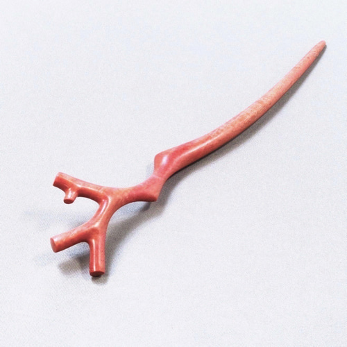 木簪 赤珊瑚のかんざし(Mサイズ) 木製PI/ピンクアイボリー 防水