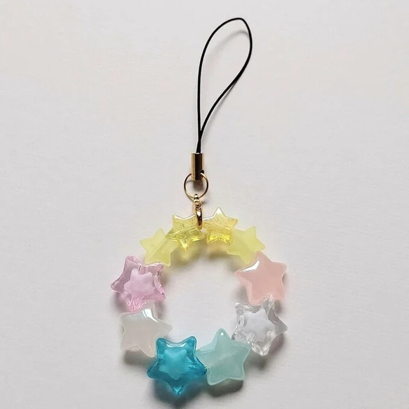 08］星型ビーズストラップ beads strap キーホルダー 石 通販 16936037