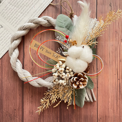リーススタイルのしめ縄　 正月飾り No.539 しめ縄リース しめ飾り 正月飾り 造花 玄関 フラワーリース
