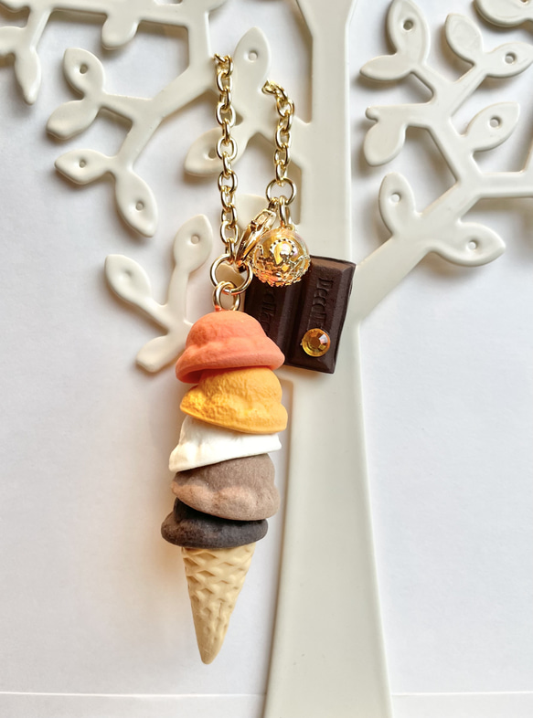 ショコラオレンジ アイスクリーム /バッグチャーム / キーホルダー 3枚目の画像