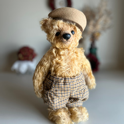 テディベアのお洋服【Sサイズ】 ジップアップフードパーカー（カーキ