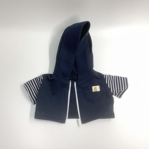 SSダッフィー本格パーカー 紺 ボーダー ダッフィー洋服
