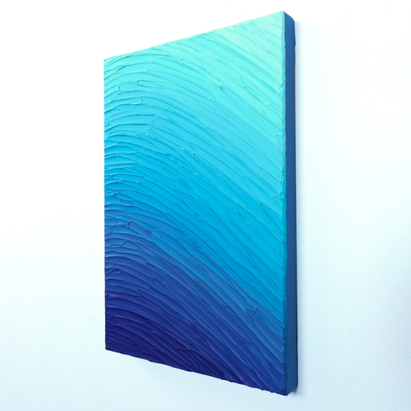 [生動的海景] 室內藝術 - 三聯藍抽象 (M-#65) 第7張的照片