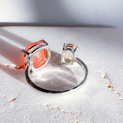 新年に♪天然石カーネリアン×シトリンのフォークリング  金属アレルギー対応  カラーストーン 指輪 7枚目の画像