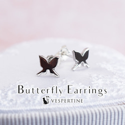 蝶のピアス：蝶々、ちょうちょ、バタフライ：シルバーアクセサリー：彼女、女性への誕生日プレゼント、母の日：蝶モチーフ 1枚目の画像
