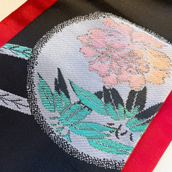 粋な” リメイク角帯 ” 帯リメイク 刺繍 オシャレ 和柄 和装 刺繍帯 和柄 着物リメイク 黒（T51103） 6枚目の画像