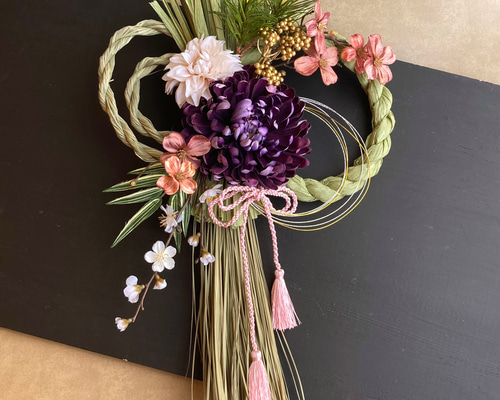 一点物・大きめサイズ【お正月】2本取り 月光の菊とハナミズキの