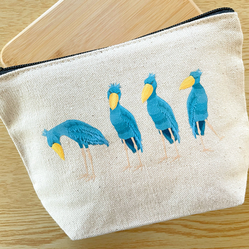 ハシビロコウのポーチ マチあり 化粧ポーチ サニタリーポーチ 動物 鳥