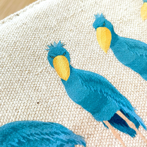 ハシビロコウ お魚とサンゴ 鳥柄 猛禽類 ポーチ ハンドメイド