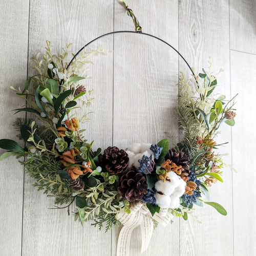 クリスマス宿り木リース クリスマス超早割【宿り木のワイヤーリース〜ミスルトゥナチュラル