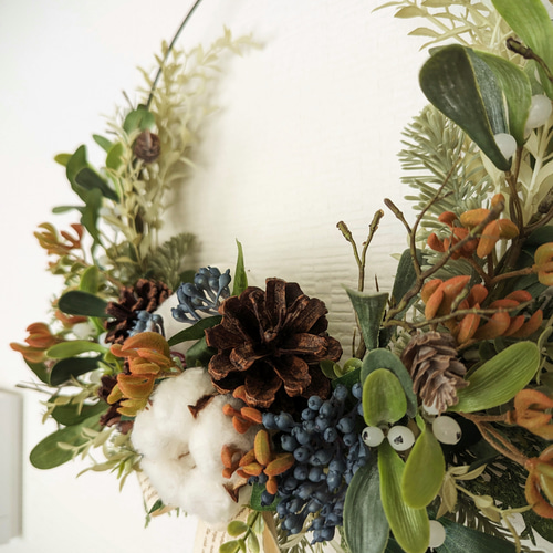 クリスマス超早割【宿り木のワイヤーリース〜ミスルトゥナチュラル