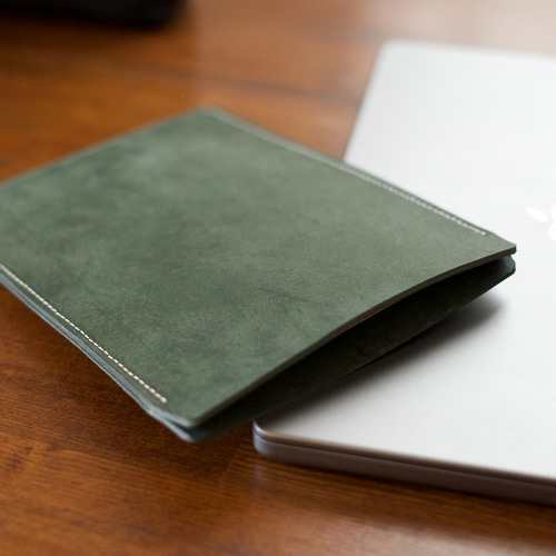 本革レザー iPadminiケース イタリアンレザー グリーン iPad miniケース 本革イタリアレザー 経年変化を楽しめる