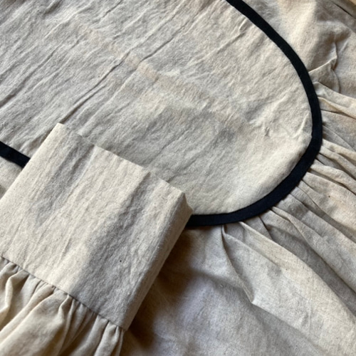 ハンドメイド リネン スタンドカラー ヨーク ワンピース ワンピース  