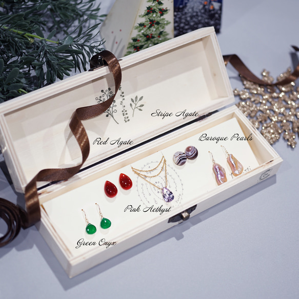 ☆Creema限定★40％OFF！ホリデーコフレ★天然石ジュエリーセット箱付き送料無料　～A 1枚目の画像