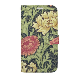 【モリス柄最多の品揃え　高精細画像使用】iPhoneケース　Morris Chrysanthemum　手帳型 3枚目の画像