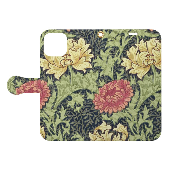 【モリス柄最多の品揃え　高精細画像使用】iPhoneケース　Morris Chrysanthemum　手帳型 1枚目の画像