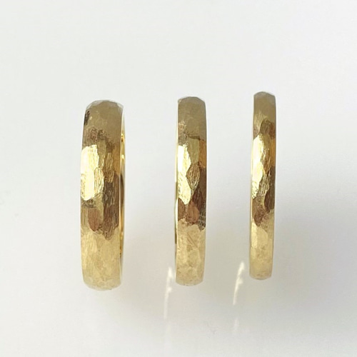 K18 荒らし鎚目のマリッジリング 幅4mm [結婚指輪][ペアリング] 指輪