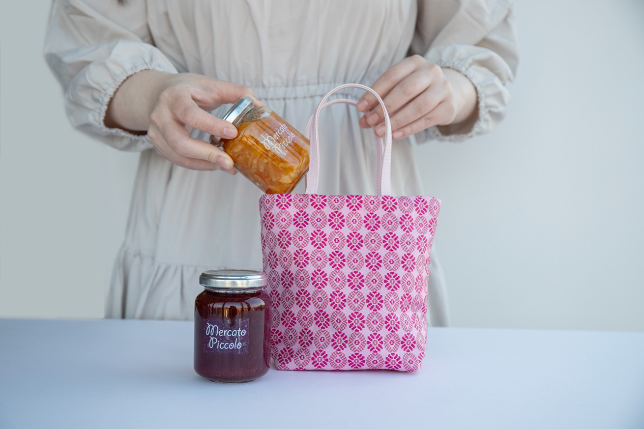 京の錦織×ジャムギフト　ミニバッグ　錦の伝統織物光峯×メルカートピッコロ