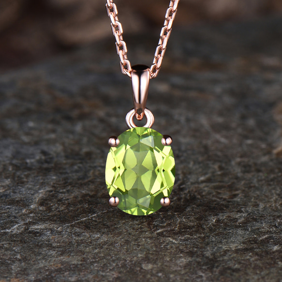 ペリドット ペンダントトップ シルバー925 オーバル カット チェーン