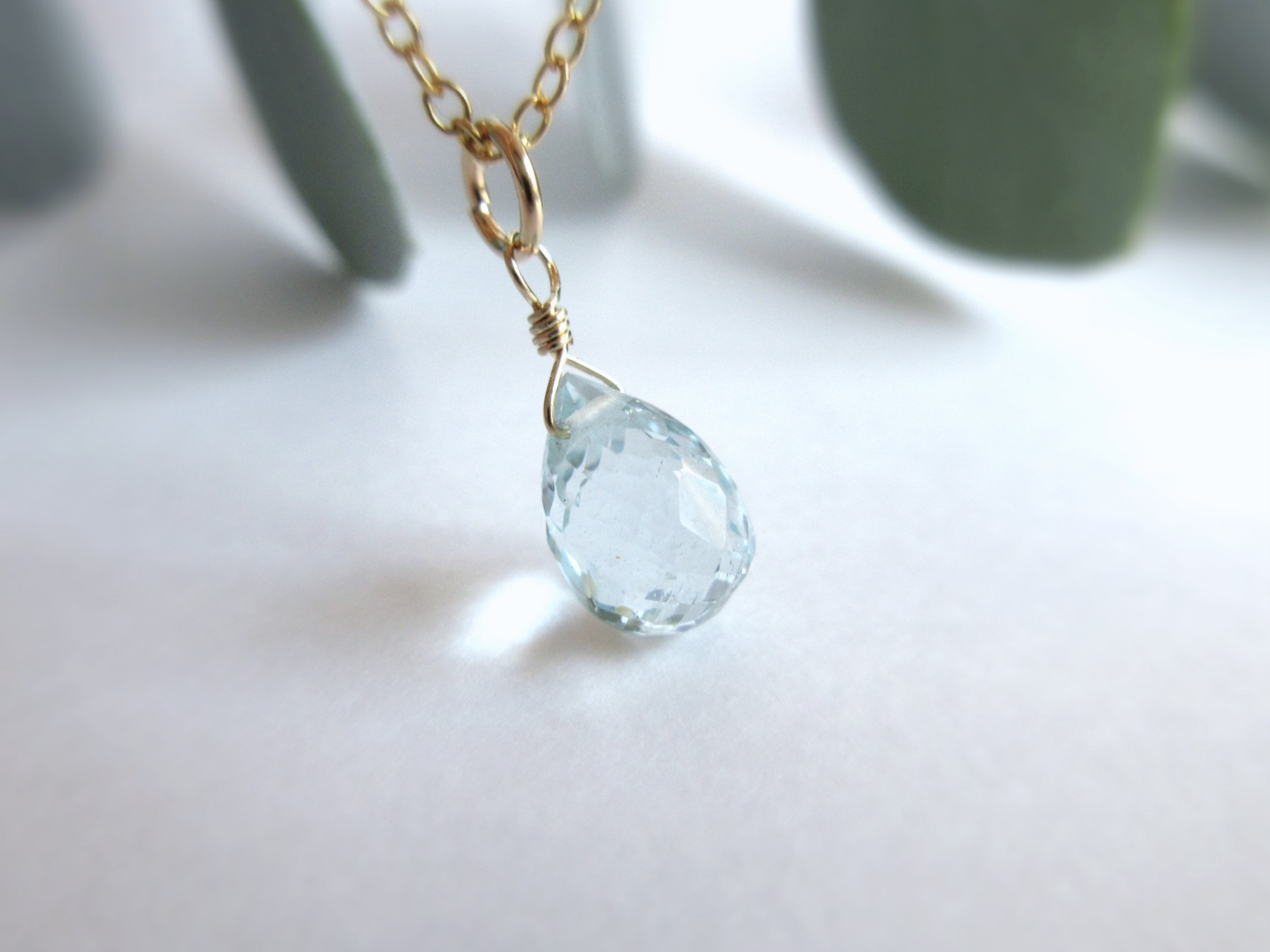 【3月の誕生石】8mm〜「アクアマリン」14kgfネックレス 4,956円