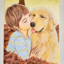 パステル画 人物画 少年と犬 絵画 マリベル 通販 16937038