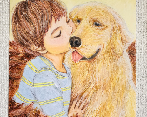パステル画　人物画　絵画　「Be Near Me」 ヒーリングパステルアート『優しい光』パステル画 絵画 HIDEKI