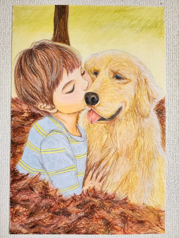 パステル画　人物画　絵画　「Be Near Me」 ヒーリングパステルアート「わたしの思い」パステル画 絵画