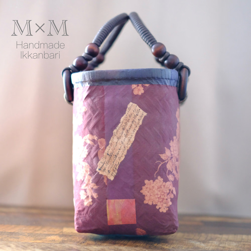 ◇送料込み◇一閑張り◇天使×和紙の一閑張りかごバッグ かごバッグ M×M