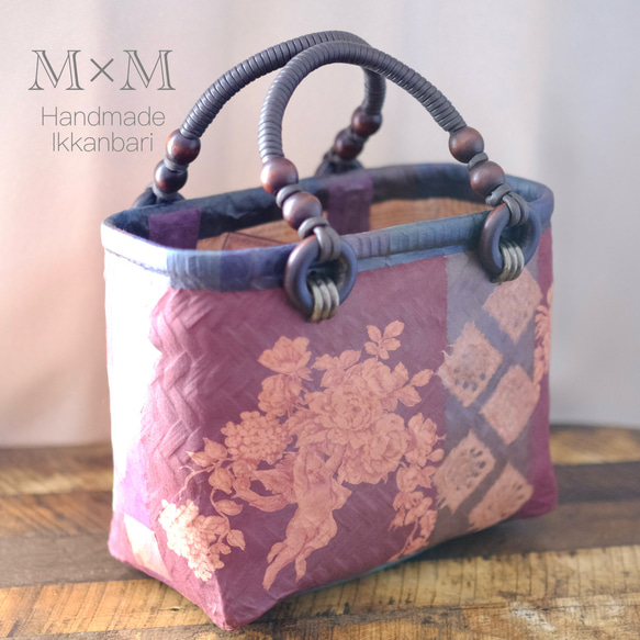 エ*コ様 一閑張りバッグ未使用品 一閑張りバック・買い物籠・霰絣に兎 | iichi 日々の暮らしを心地よく