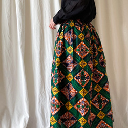 MERMEO【SK-162W】アフリカンバティック アフリカ布 ロングスカート 4枚目の画像