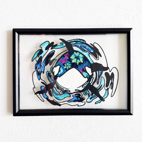 「白蛇」原画壁掛け絵画ちぎり絵 切り絵 白蛇様 | Miyu工房 Cutting-paper