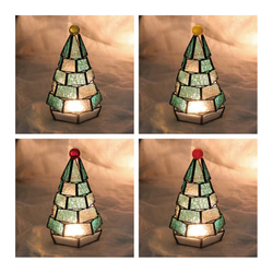 【ちょっと大きな もみの木ランプ】（単品販売）ステンドグラスミニランプ,LEDライト付 #クリスマスツリー 2枚目の画像