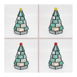【ちょっと大きな もみの木ランプ】（単品販売）ステンドグラスミニランプ,LEDライト付 #クリスマスツリー 3枚目の画像