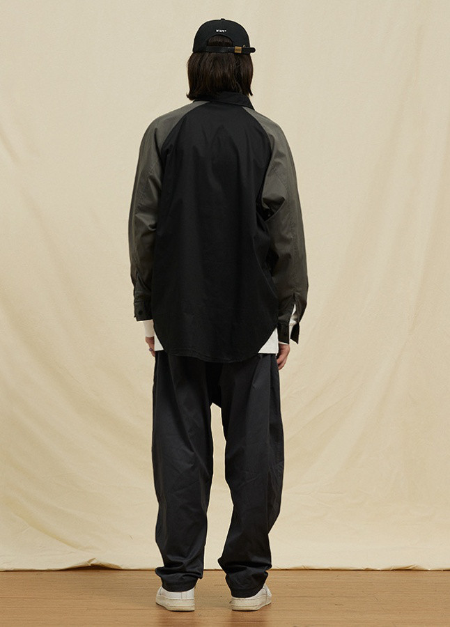 メンズ長袖バイカラーシャツゆったりカジュアルシャツ 2カラー  20.-1159