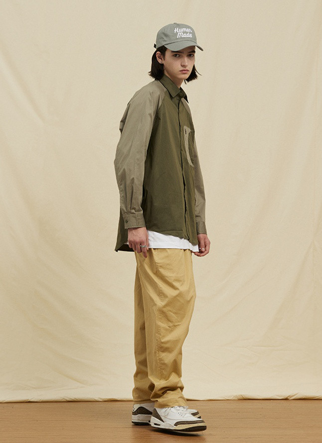 メンズ長袖バイカラーシャツゆったりカジュアルシャツ 2カラー  20.-1159