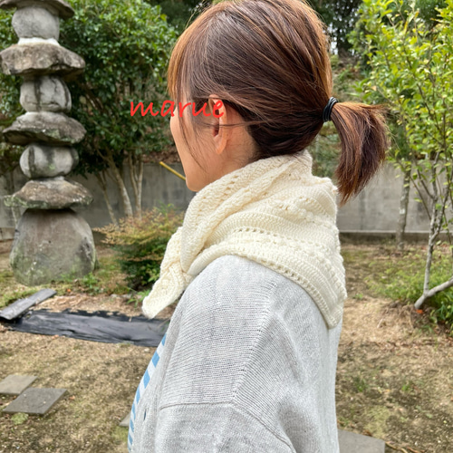 三角ミニショール ストール ネックウォーマー マフラー ブルー