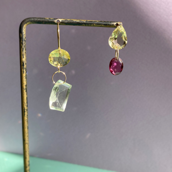 Prana candy gem ✴︎ロードライトガーネット✴︎レモンクォーツ✴︎グリーンアメジスト✴︎k14gf 2枚目の画像