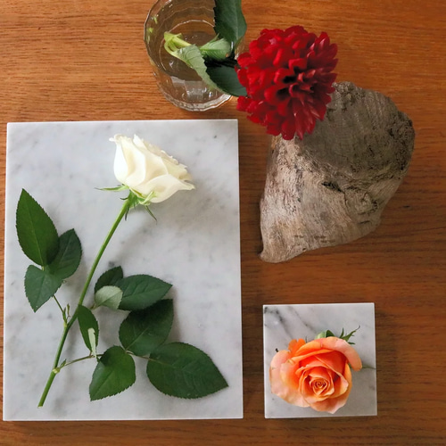 大理石のお皿【aサイズ：88×88mm】 -ブラック／グレイ／ホワイト