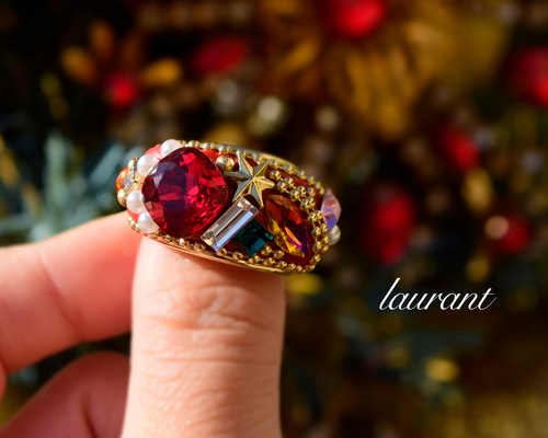 CALNAMUR クリスマス限定ルナストーンリング 限定販売】クリスマスイルミネーションの指輪 指輪・リング kuon