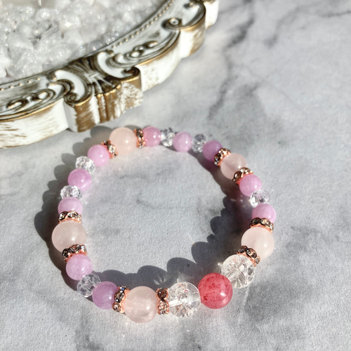 ストロベリークォーツ×ローズクォーツ×パープルエンジェライト