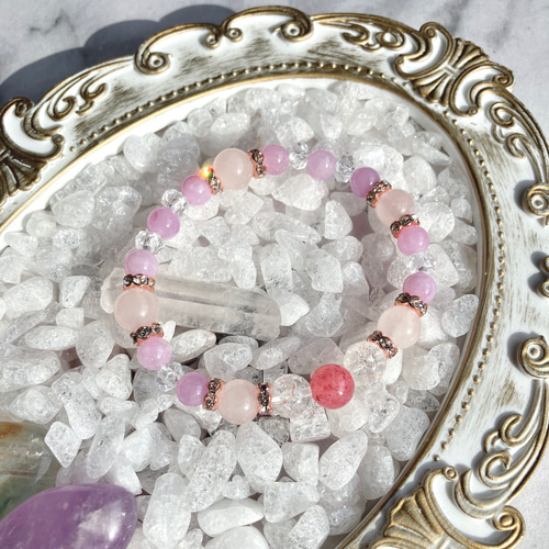 ストロベリークォーツ×ローズクォーツ×パープルエンジェライト