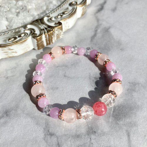 ストロベリークォーツ×ローズクォーツ×パープルエンジェライト